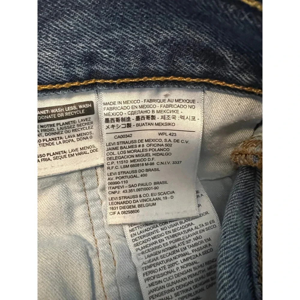 Levis 501 Original Fit Mens Jeans W44 L32 Medium Wash Blue Button Fly Straight
